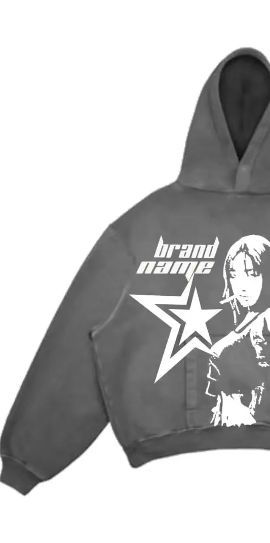 New Street Gothic Casual Letter Blast Print Pattern Men Clothing Fashion Hoodie Harajuku Retro Y2K Hoodie Sweatshirt