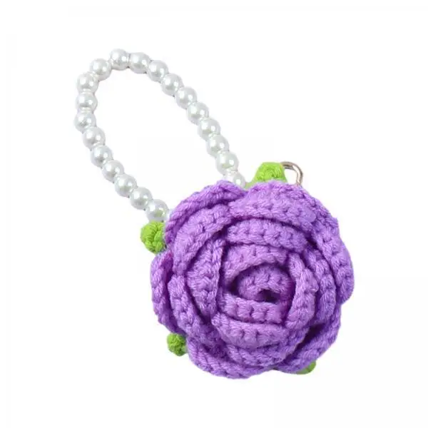 Rose Plush Key Chain Pendant Wool Flower Keyring Cute Bag Charm Hanging Decor for Women's Purse Valentine's Gift