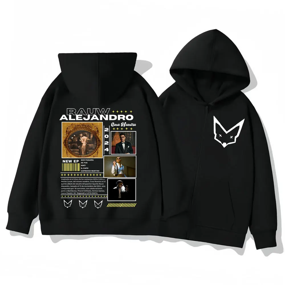 

Rauw Alejandro Cosa Nuestra Album Zipper Hoodie Fashion Hip Hop Zip Up Hooded Sweatshirts Men Women Clothing Oversized Pullovers
