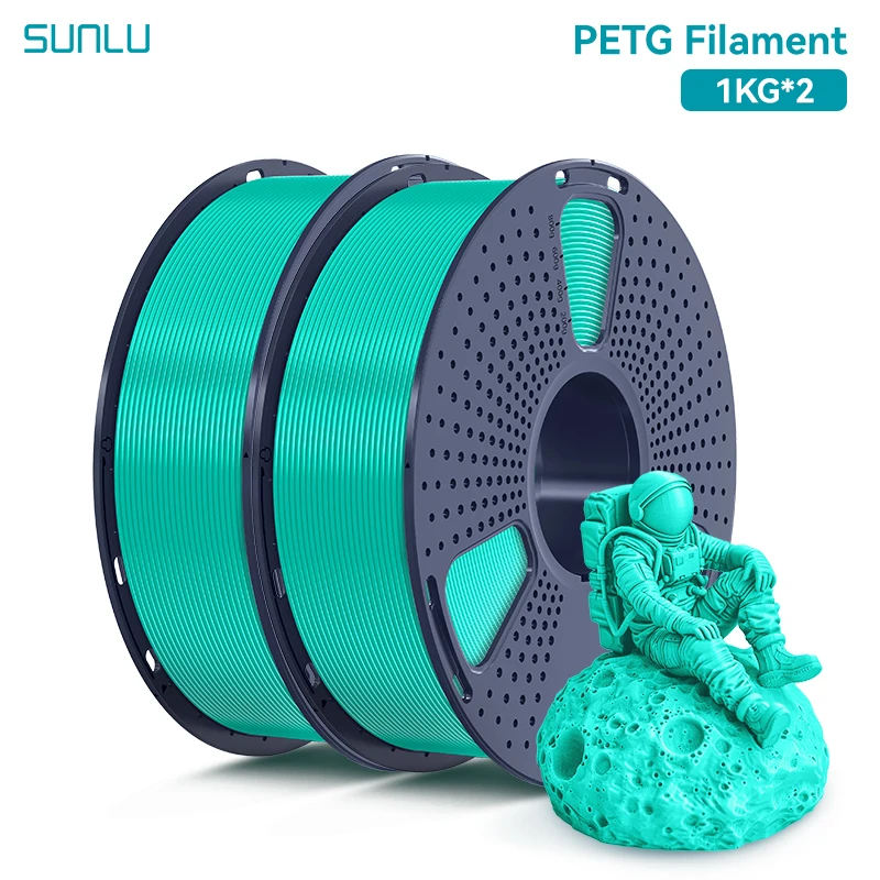 SUNLU 2KG PETG/PETG helder filament 1,75 ± 0,02 mm 1 kg spoel (2,2 lbs) hoge taaiheid netjes gewonden filament geschikt voor de meeste FDM-printers