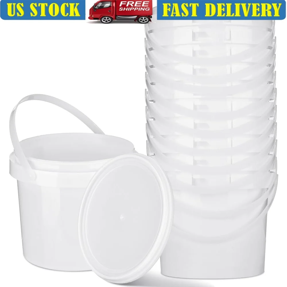 

10-паковое пластиковое ведро с крышками и ручками, контейнеры для хранения продуктов, многофункциональные краски, водные поделки, проекты «сделай сам»