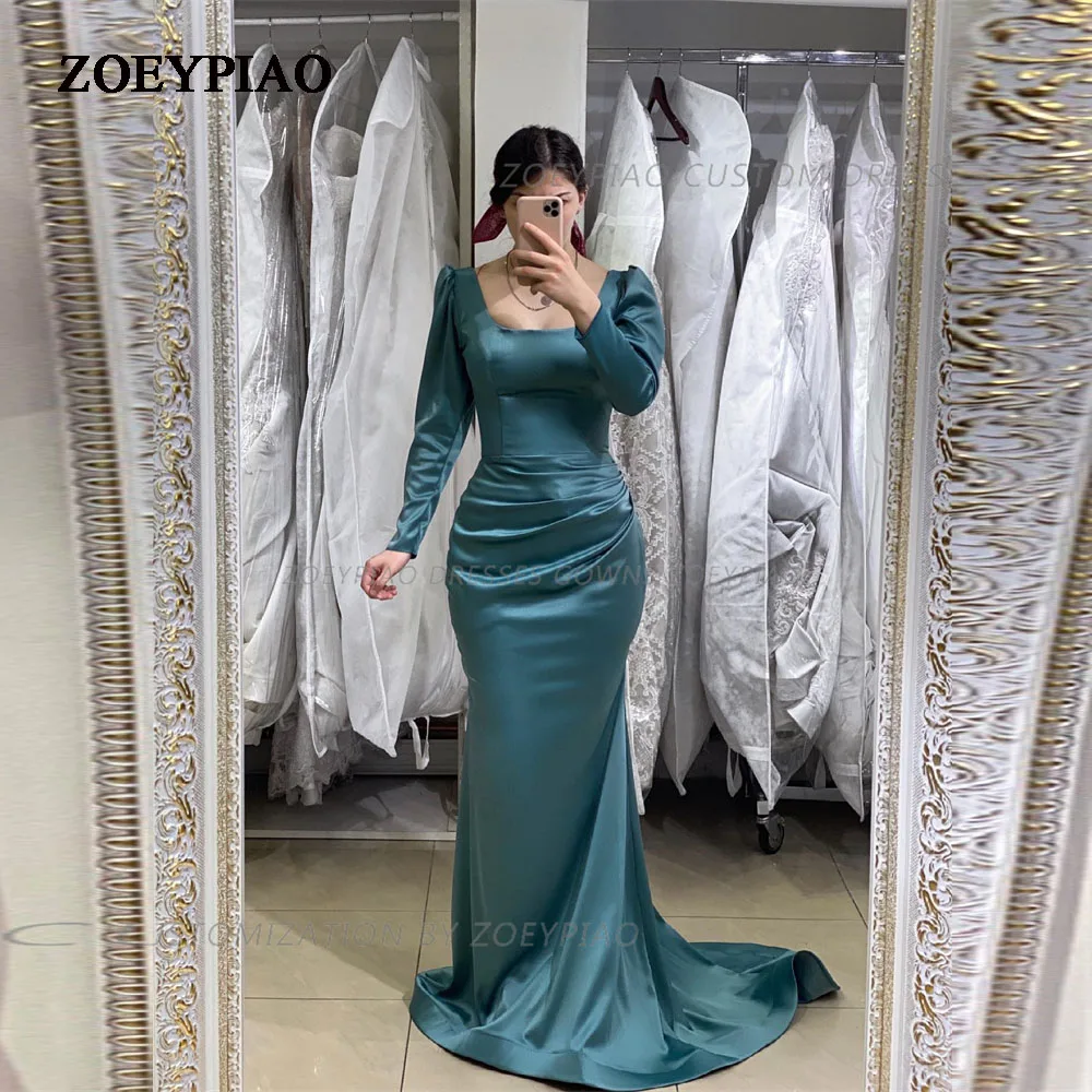 Navy Blue Satin Long Prom Gowns 2024 Mermaid Strapless Floor Length Evening Dress Formal Custom Gown Temperament Ladies