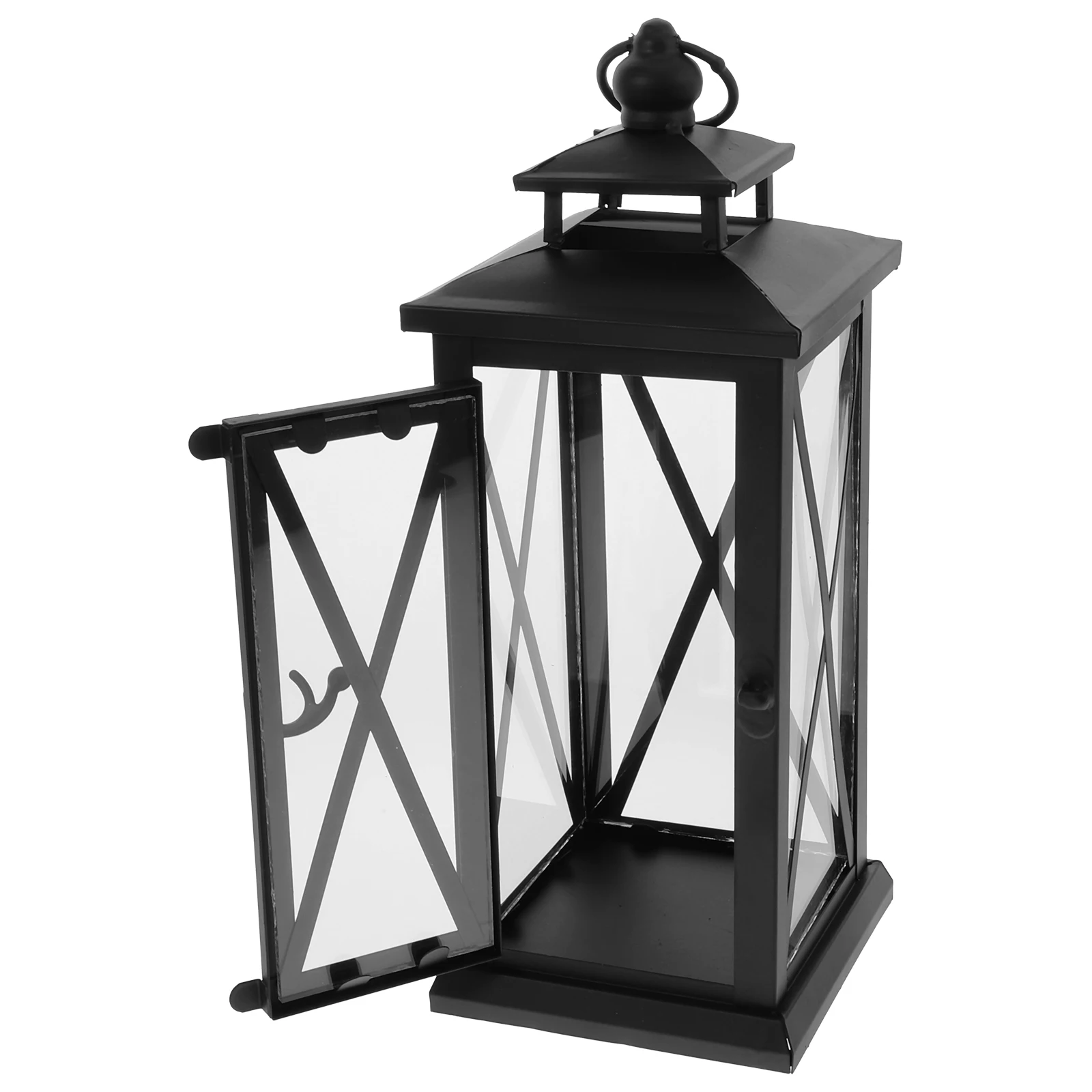 

1Pcs Iron Candlestick Retro Windproof Design Square Base Stable Holder for Indoor Outdoor Use Home Adornment Wedding