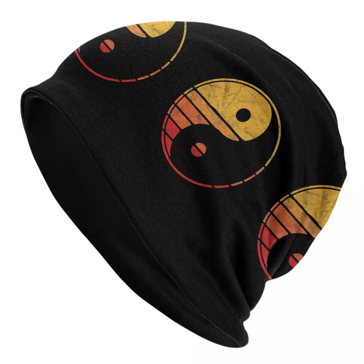 Humor Vintage Yin Yang 80's Minimalist Sun Adult Beanies Caps Knitted Bonnet Hat Warm Fashion Autumn Winter Skullies Hats