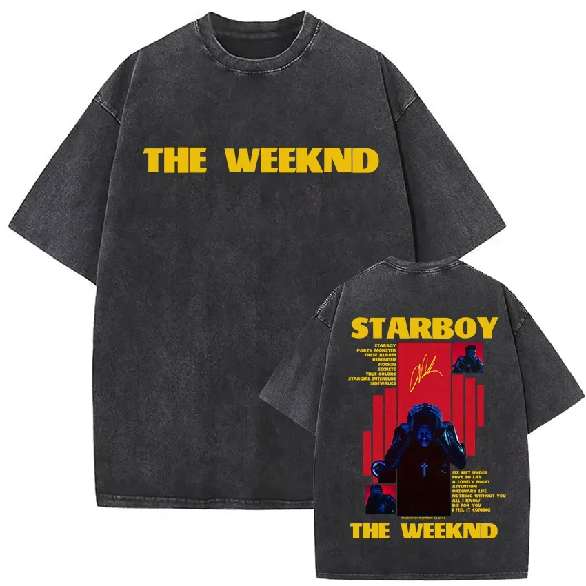 The Weeknd XO Tour 2026 Vintage Gewaschenes Baumwoll-T-Shirt für Männer und Frauen, Pop-Musik Kurzarm-Tee, Rap Hip Hop Gothic Kleidung Oberteile – Detail 9