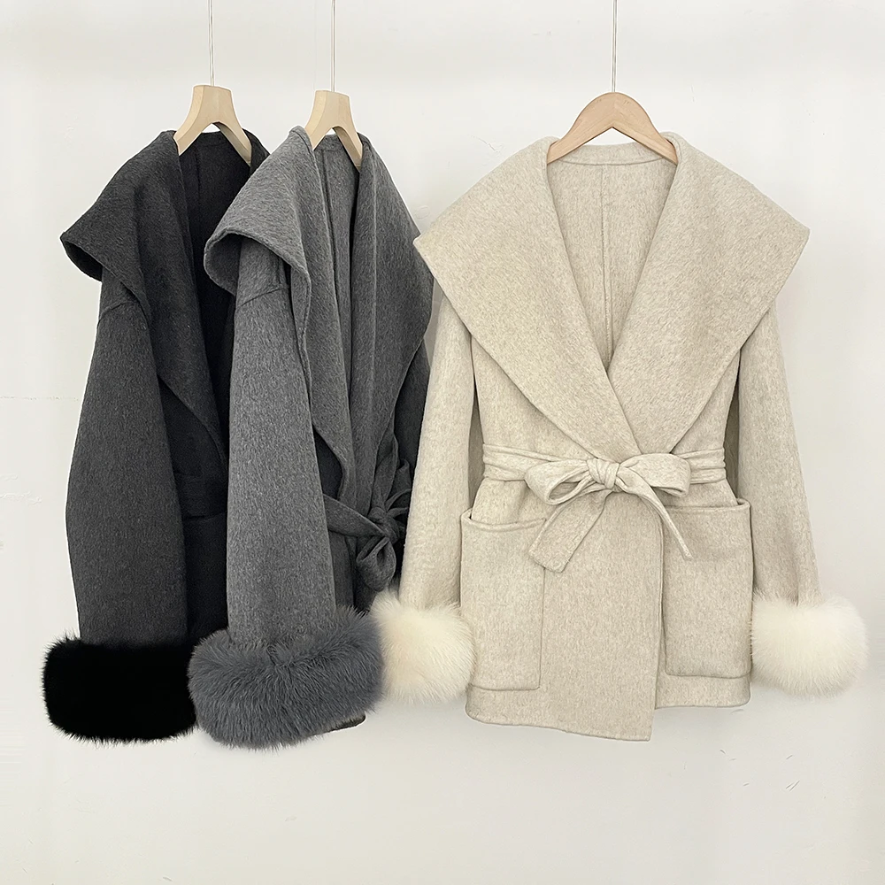 Jacket with Fur for Women Women's Woolen Coat Elegant Outerwear New Products Korean Climate Many Outer New Coats and Jackets