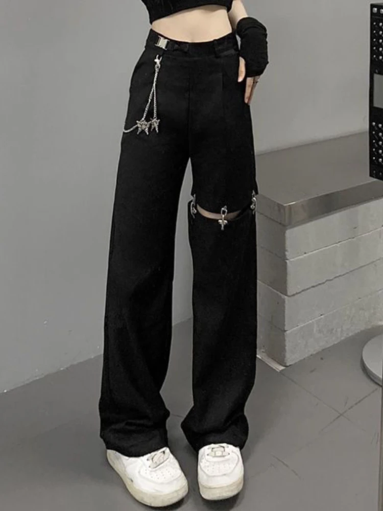 Pants Women Attractive Hollow Out Japanese Style Leisure Students Chain Design Faddish Personality Holiday Ankle-Length Popular