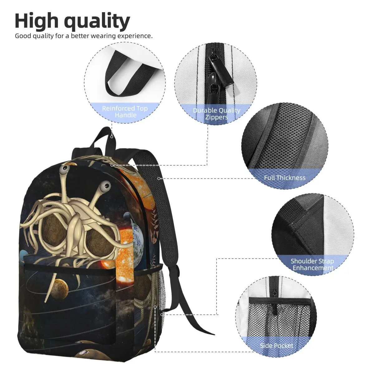 The Flying Spaghetti Monster Flying Spaghetti Monsterism FSM Backpack Daypack BookBag School Bag Shoulder Bags for Men Women
