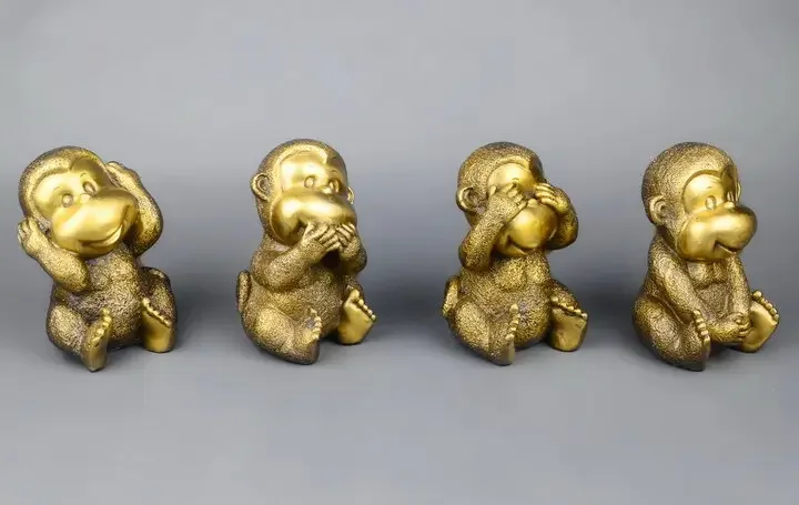 Four of the monkey said copper ornaments still cannot see or hear the monkey twelve zodiac monkey decorations