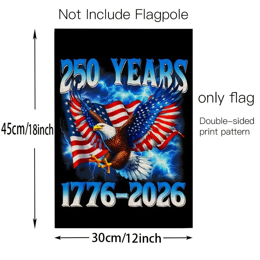 1pc, 250th Anniversary Garden Flag, 250th Birthday Freedom American Flag, 1776-2026, Bald Eagle, Liberty Bell Design