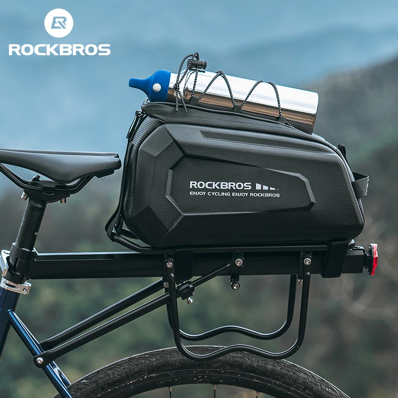 ROCKBROS Bike Rear Seat Bag 9L Large Capacity Pannier PU Multifunctional Waterproof Back Rack Cargo Trunk Bicycle Travel Bag