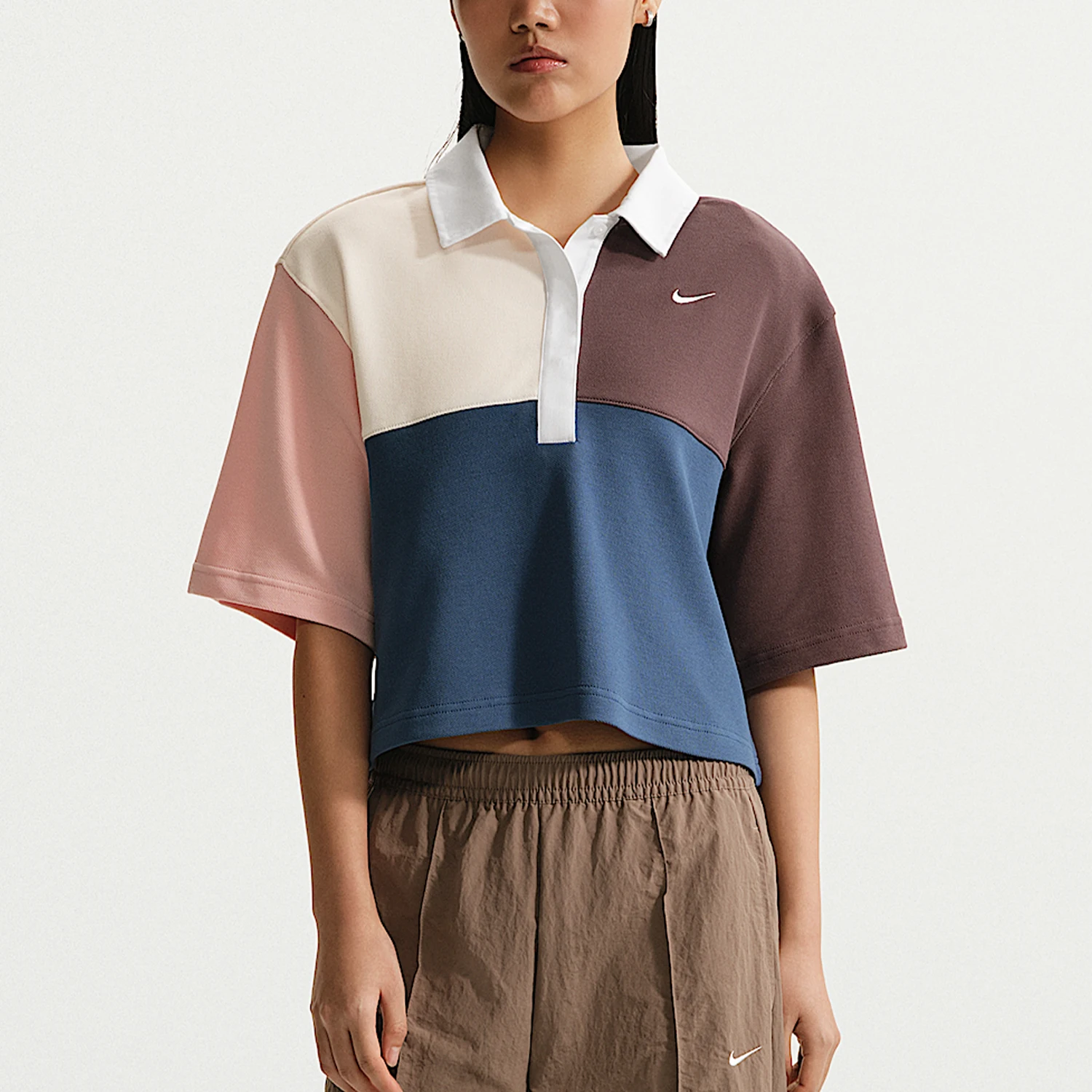 Nike genuine Sportswear women's patchwork retro short sleeved polo shirt IF5599-103