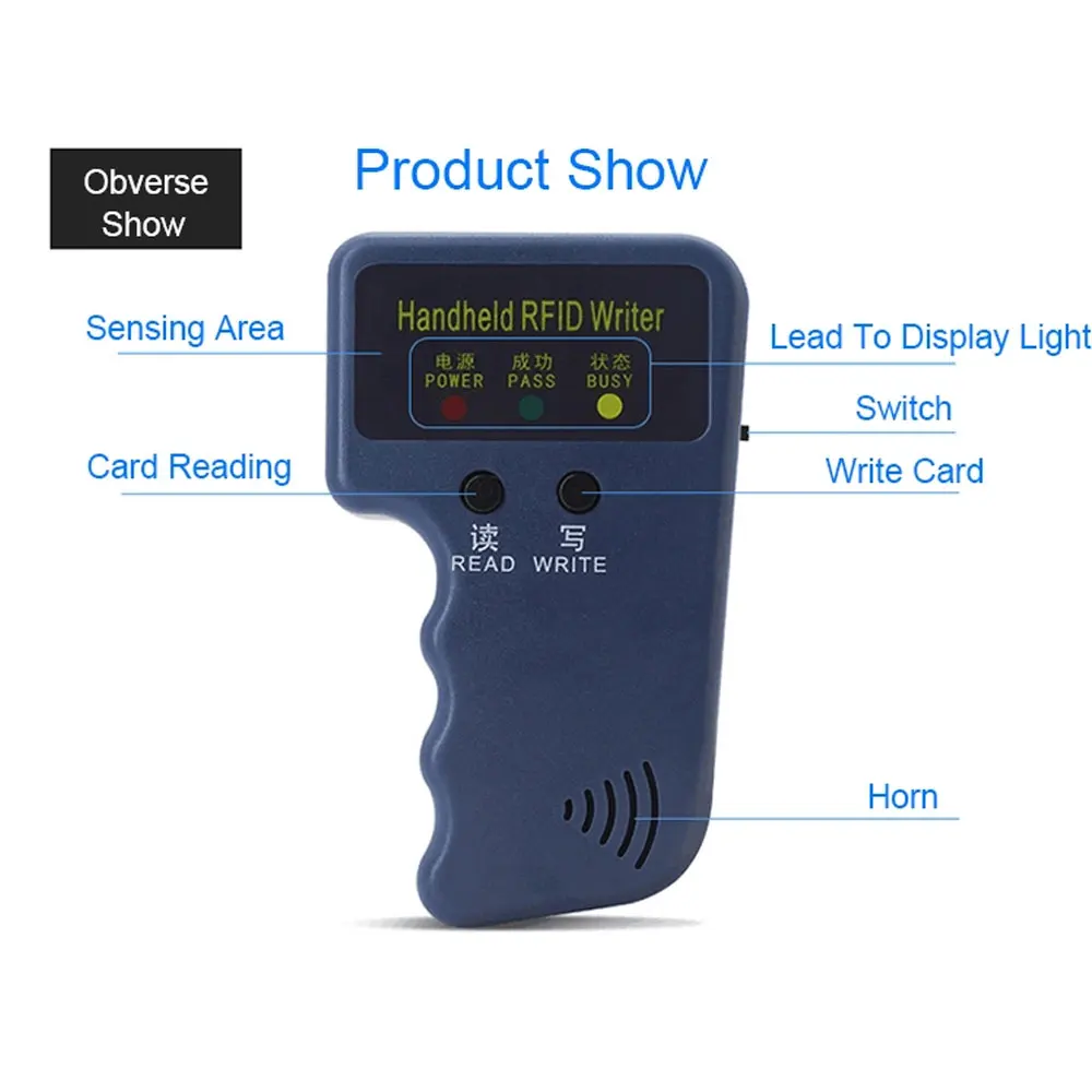 Copiadora RFID EM4100 de 125KHz, escritor, duplicador, programador, lector + T5577, EM4305, tarjeta de etiquetas de identificación regrabable,