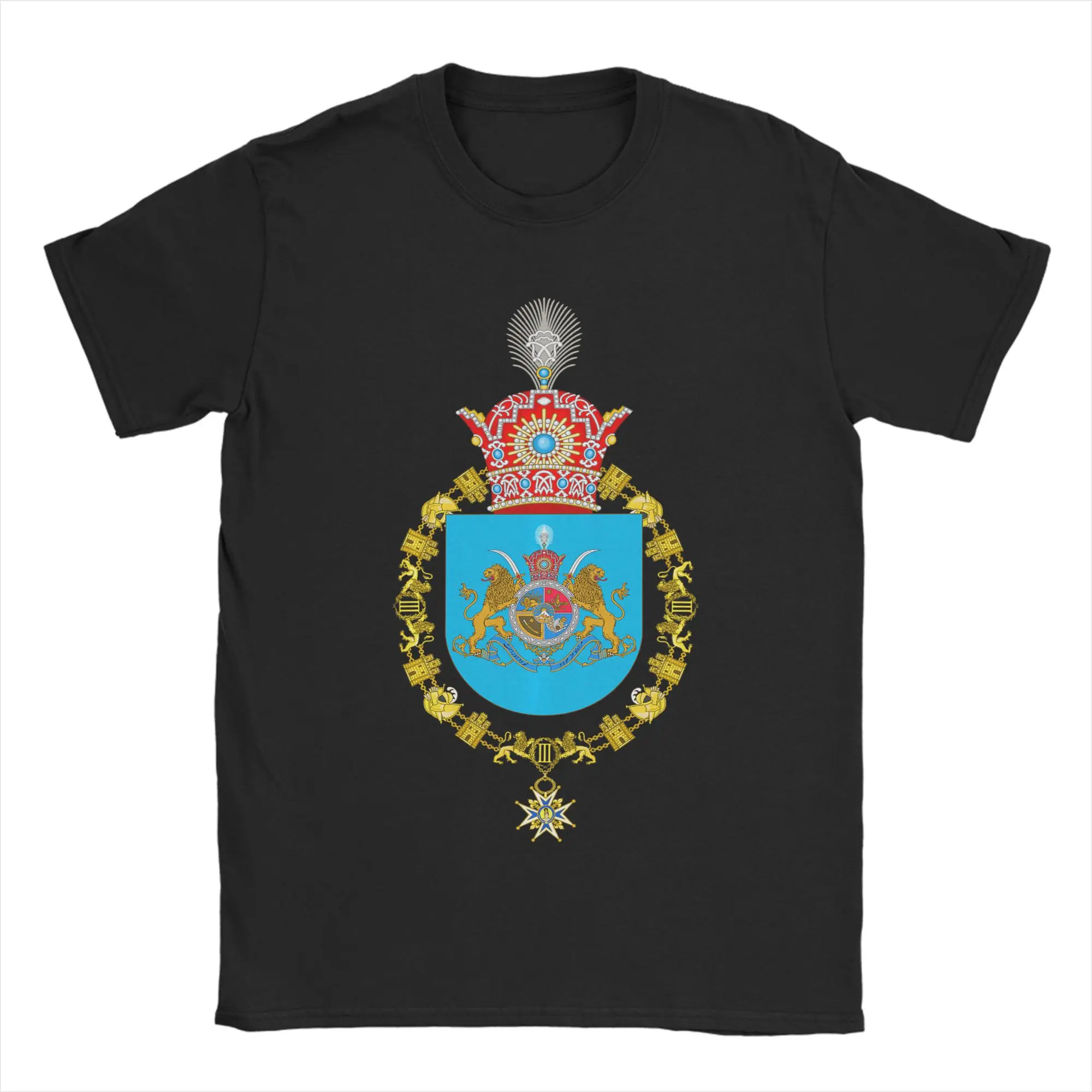 Camisetas con el escudo real histórico de Irán, león y sol persas, camiseta de manga corta con cuello redondo, ropa de algodón