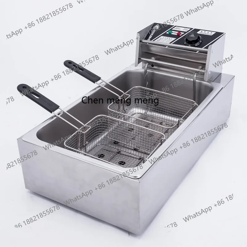 A07 Electric Fryer Commercial 12L Single Cylinder Double Sieve Potato Chips Fryer Electric Heating