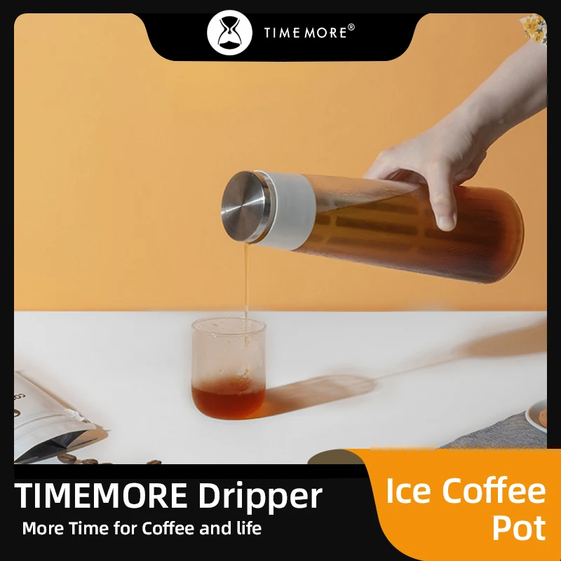 TIMEMORE Store Eis-Kaffeekanne, Glasbecher mit Filter, tragbar, minimalistisch, Kaffeegeschirr für Sommerküche, Zuhause, Reisen, Büro