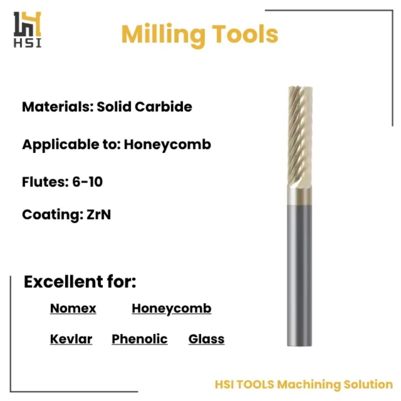 CNC Honeycomb    Tools 6-10 Flutes with ZrN Coated Milling Tools for Honeycomb Roughing Milling Honey Comb Cutter Tool