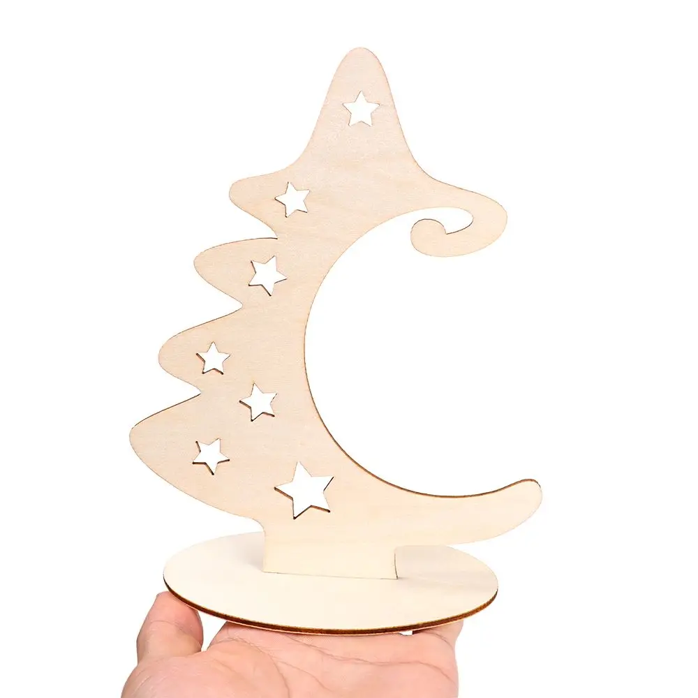 Creative Xmas Tree Wooden Christmas Ornaments Christmas Tree Crafts with Stand Wood Slices