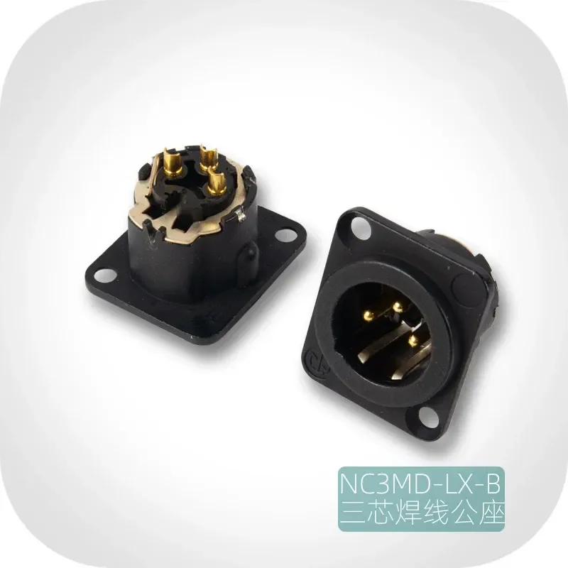 Neutrik NC3MD-LX-B XLR Male Connector 3 Pin Gold Plated Balanced Audio Socket for Microphone Mixer Stage Equipment Black