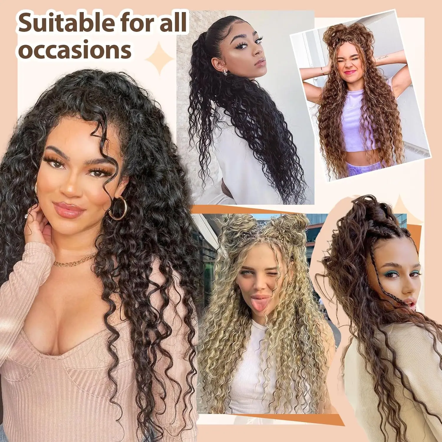 Synthetic Long Glaw Cilp in Ponytail Extensions Corn Curly For Women High Temperature Fiber Hair Extension Fake Hair Pieces