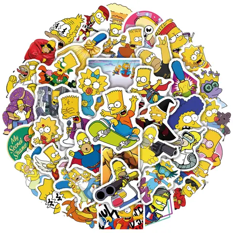 10/30/50pcs Disney Cartoon The Simpsons Stickers Anime Decals DIY Laptop Phone Case Water Bottle Bike Decoration Sticker Toys