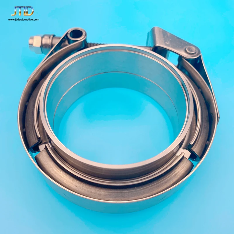 JTLD 1.5 Inch Stainless Steel Quick Release V Band Clamp With Clip Male Female Flange For Exhaust Pipe Assembly