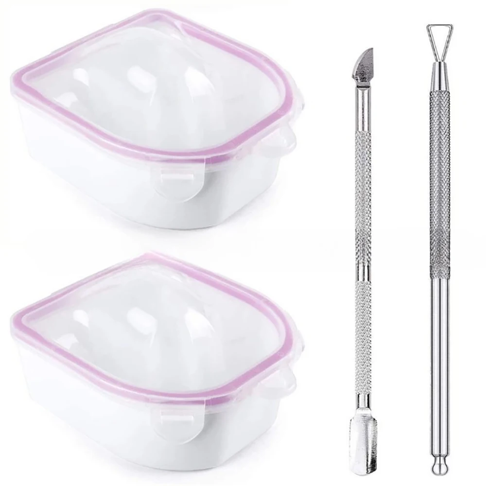 Cuenco para remojo de uñas de doble capa, cepillo de limpieza para manicura, lima de uñas y tira de pulido, juego de herramientas para manicura y manicura de 10 Uds.