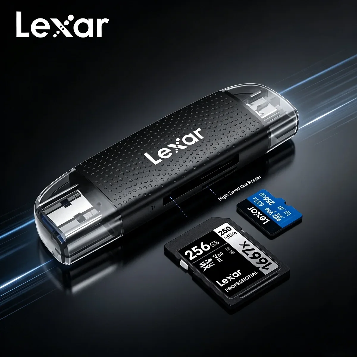 Lexar Dual-Interface TF/SD Card Reader Multi-Function 2-in-1 RW310 Model High-Speed Plug and Play
