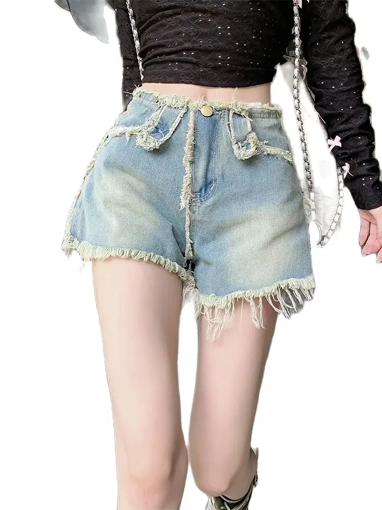 

Women's Blue Denim Shorts Vintage Harajuku Hight Waist Jean Shorts Y2k 90s Aesthetic Mini Short Pants 2000s Clothes Summer 2024