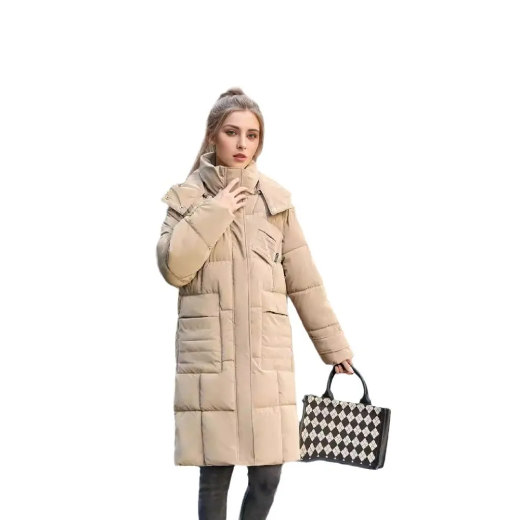 

Женское пуховое пальто с капюшоном на хлопковой подкладке, куртка средней длины, плотная зимняя модная верхняя одежда, новый стиль