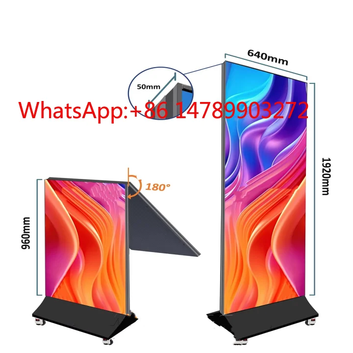 

P1.5 P1.8 P2.5 Foldable Movable LED Poster WiFi Digital Signage Shopping Center Advertising Screen