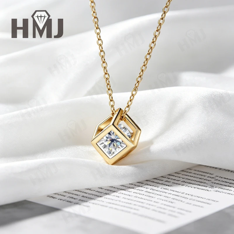 Einzigartiger Diamantförmiger 0,5ct/1ct Moissanit-Anhänger Halskette 925 Sterling Silber D-Farbe Party Statement Feiner Schmuck Geschenk für Sie – Detail 8