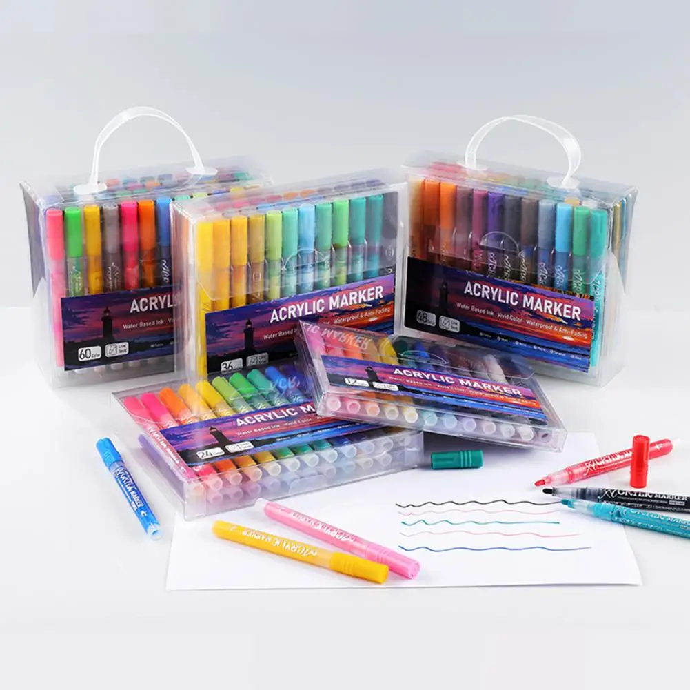 Spidol warna untuk anak-anak, spidol cat akrilik terang tahan air untuk anak-anak dan dewasa