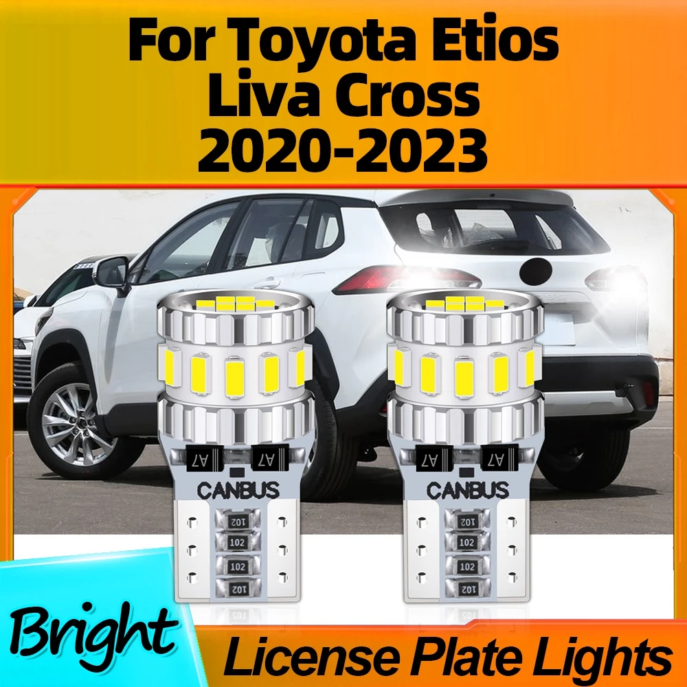 

2Pcs 800LM T10 LED License Plate Lights Auto Lamps W5W 12V Plug-N-Play 6000K For Toyota Etios Liva Cross 2020 2021 2022 2023