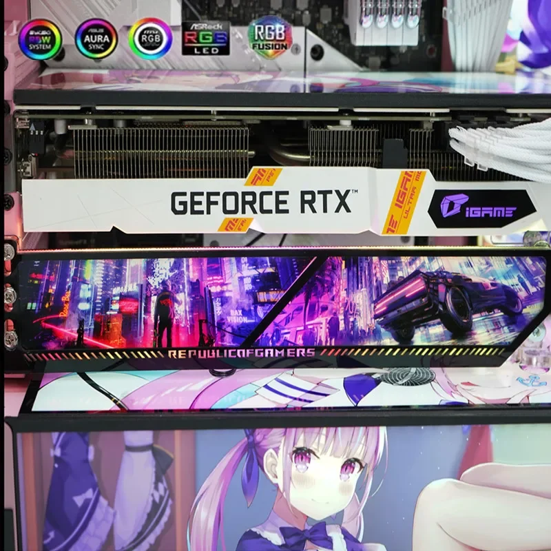 Staffa per scheda grafica ARGB, supporto GPU anime serie RTX3090 4090 personalizzato, supporto VGA decorativo per armadio da gioco per PC AURA SYNC