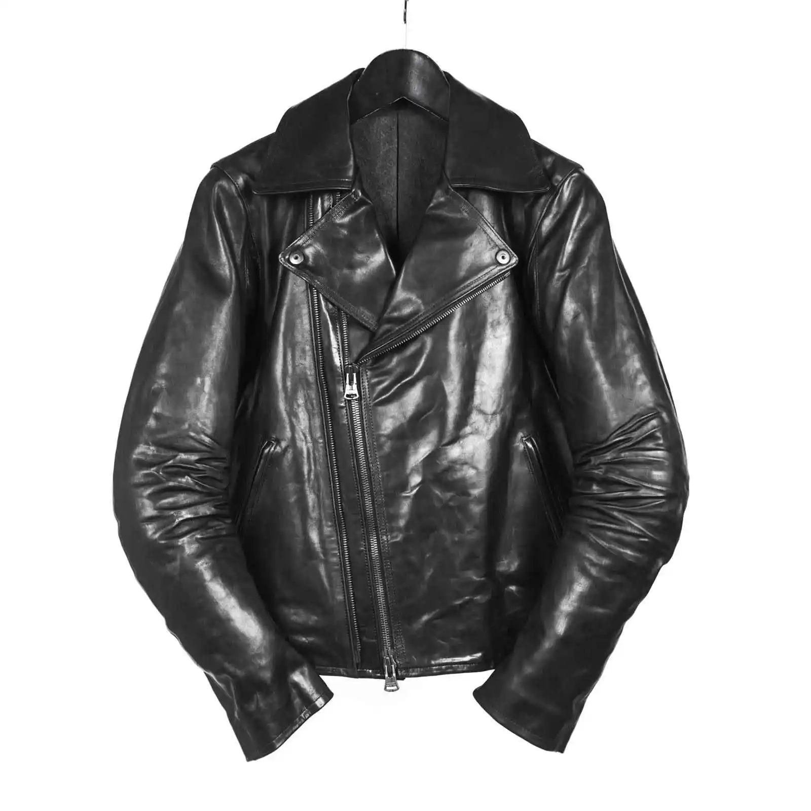 

TOP-YAMOTO оригинальная мужская куртка из натуральной кожи с головным слоем из воловьей кожи, деловая повседневная тонкая короткая мотоциклетная куртка с лацканами