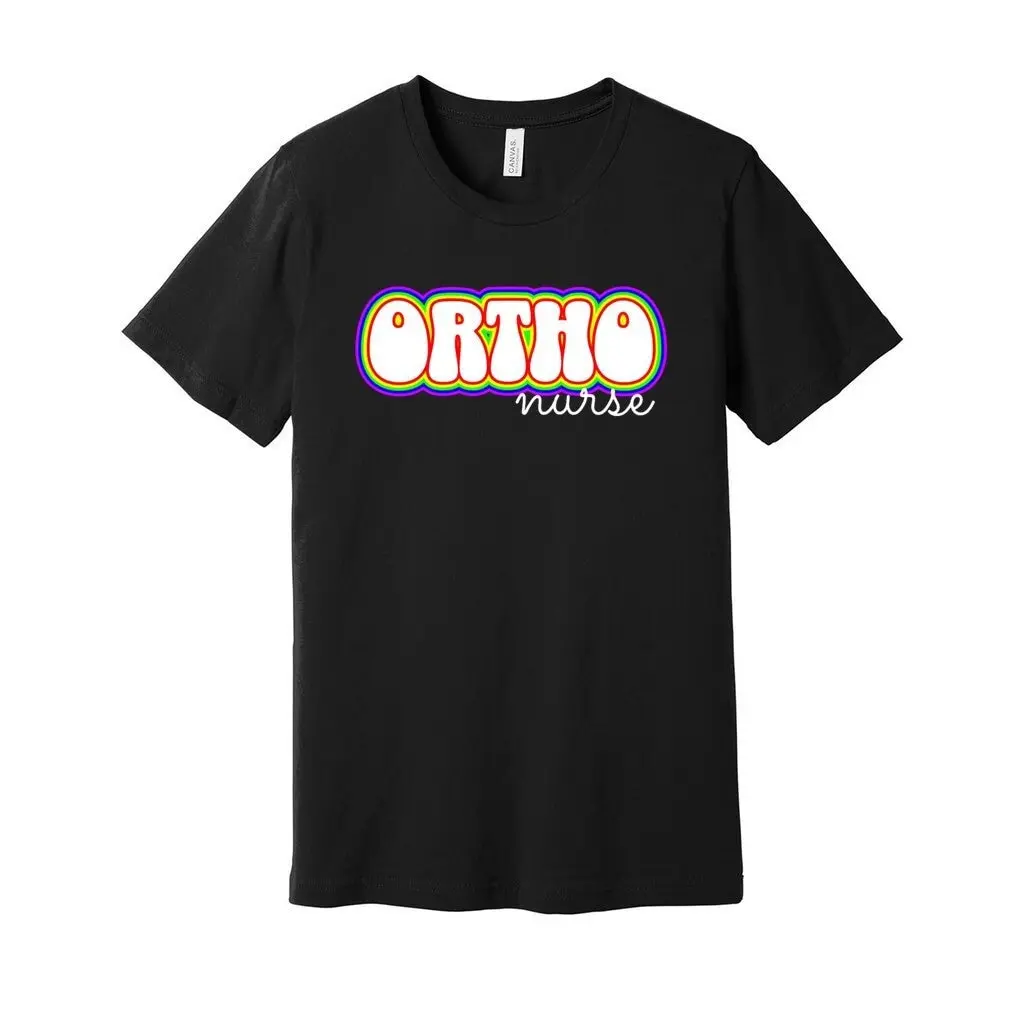 Ortho orthopedic nurse vintage bella canvas Jersey T Shirt rainbow retro