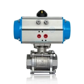 

Three-piece stainless steel pneumatic internal thread ball valve, thread buckle mouth ball valve, pneumatic 3PC straight