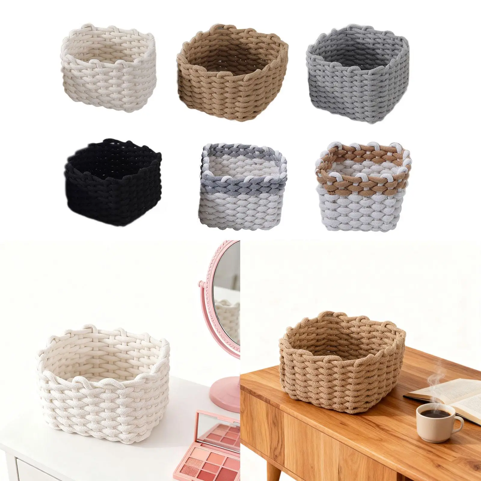 Woven Basket Makeup Basket Organization Bin Multipurpose Handwoven Decorative Sundries Baskets for Makeup Bathroom Closet Woven Basket Makeup Basket Organization Bin Multipurpose Handwoven Decorative Sundries Baskets for Makeup Bathroom Closet