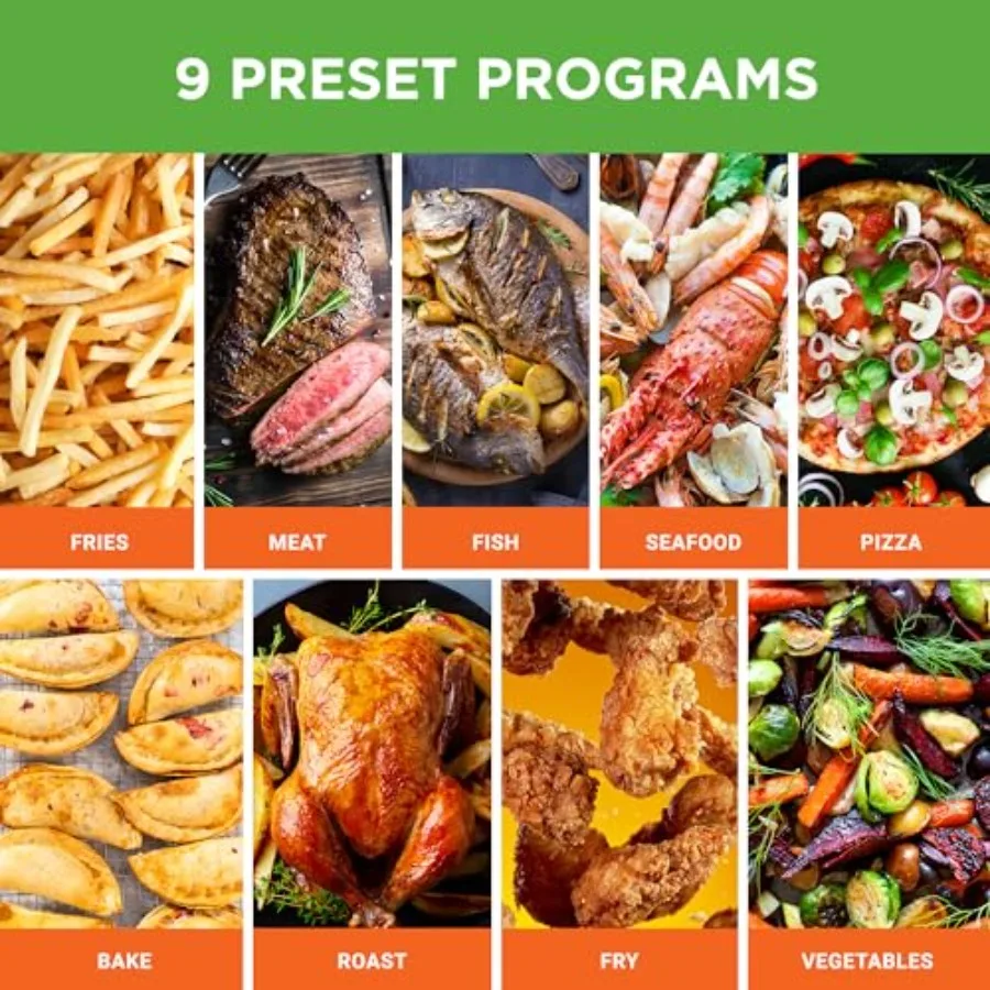 ダブルバスケットエアフライヤー 8.8クォート ファミリーサイズ オイルフリーエアフライヤー 透明窓付き 91種類のプリセット調理オプション 360°熱風循環