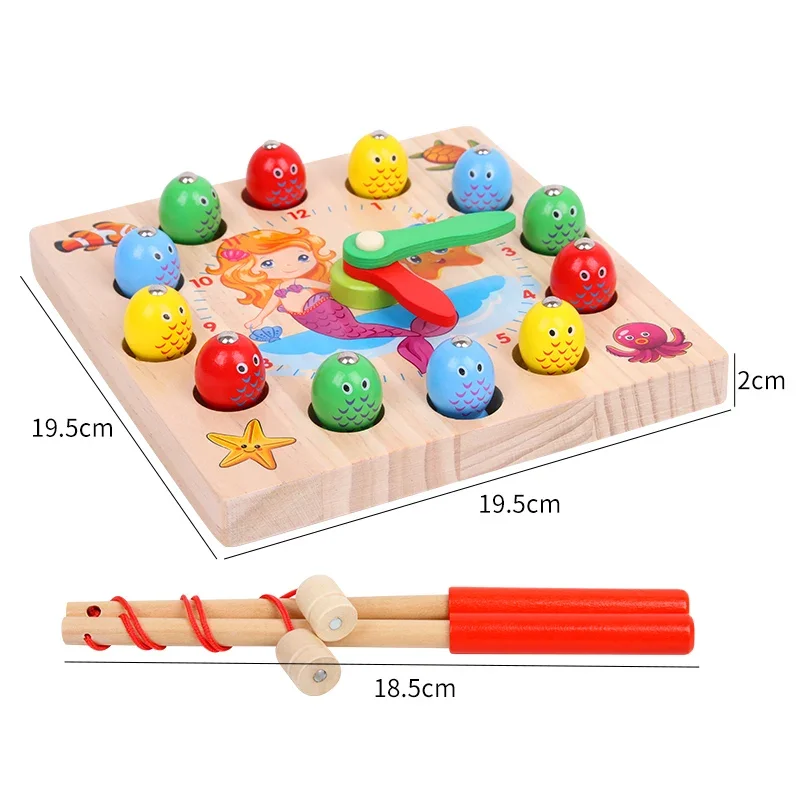 Nuevos niños aprendiendo y educación reloj de madera juguete juego de pesca Nixie reloj números tiempo divertidos Gadgets juguetes interesantes regalos