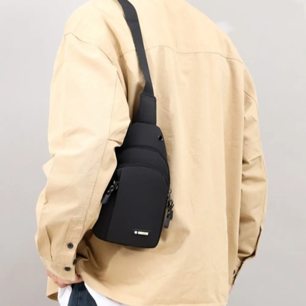 مقاوم للماء الرجال حقيبة كروسبودي سعة كبيرة مع سماعة جاك تشغيل حقيبة الهاتف أكسفورد القماش حقيبة ساعي الرجال حقيبة صدر للرجال #1