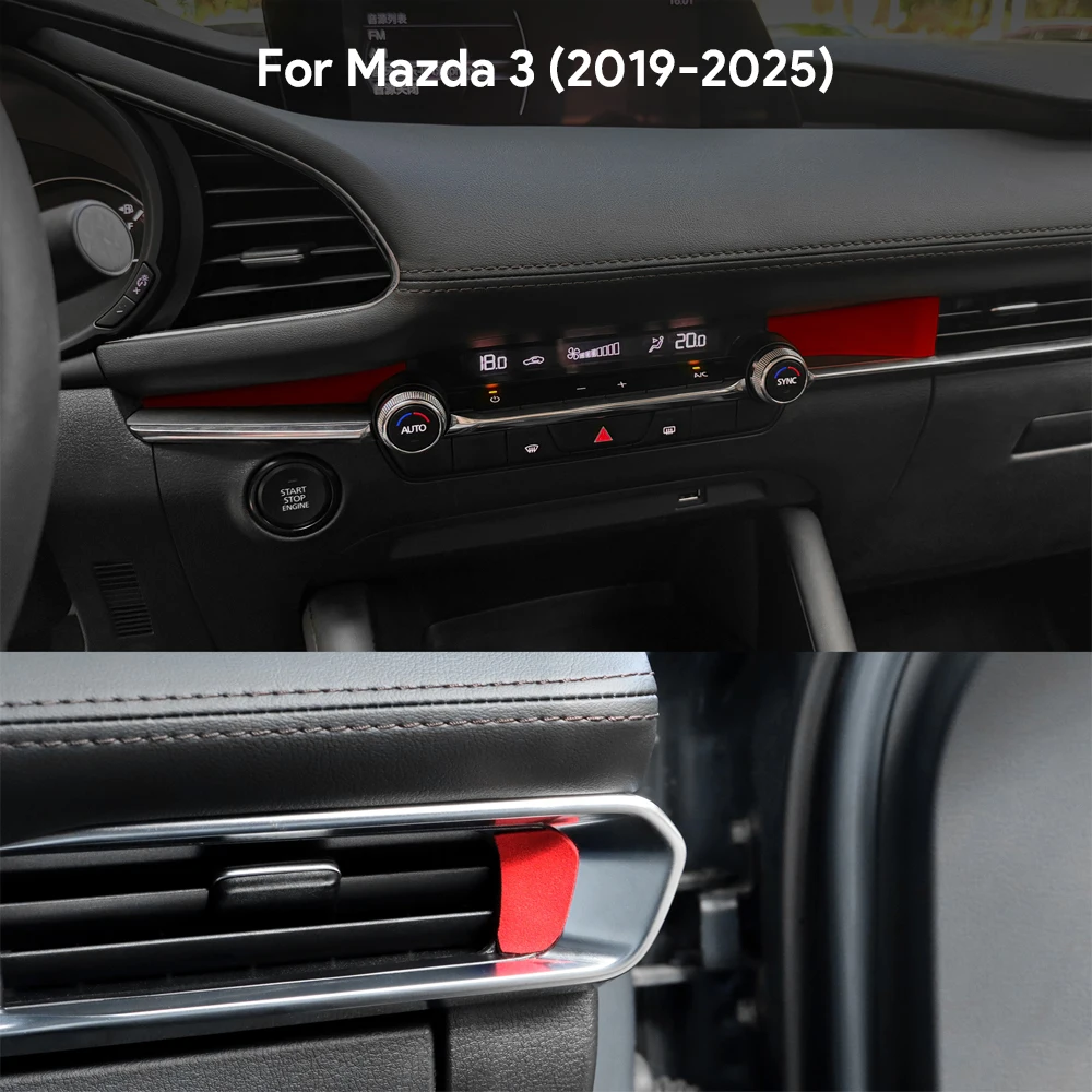 

Top Suede Trim LHD RHD Sticker For Mazda 3 Axela BP M3 2019 2020 2021 2022 2023 2024 2025 Car Instrument Air Outlet Panel
