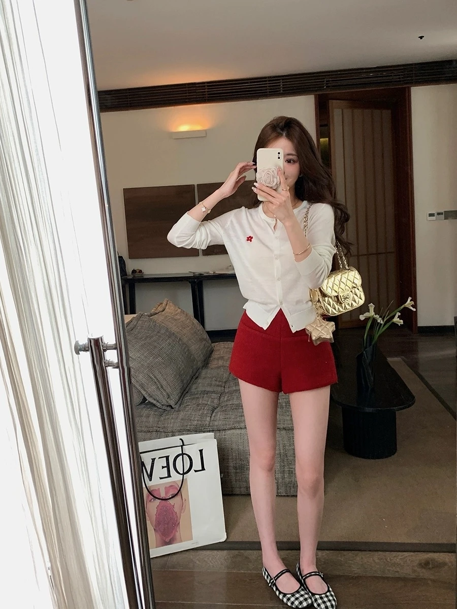 Fashion Knitted Thin New Embroidered Round Neck Joker Autumn Sweater Cardigan Loose Coat Sweater Top