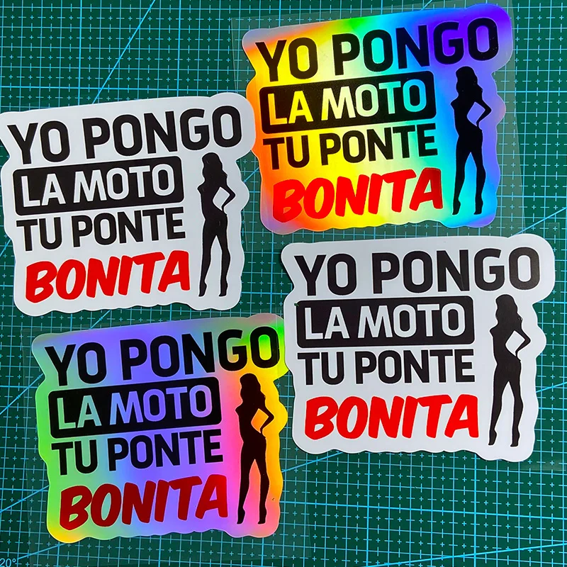 Pegatinas de Vinilo Españolas |   YO PONGO LA MOTO TU PONTE BONITA, Impermeable, para Moto, Auto y Ventana