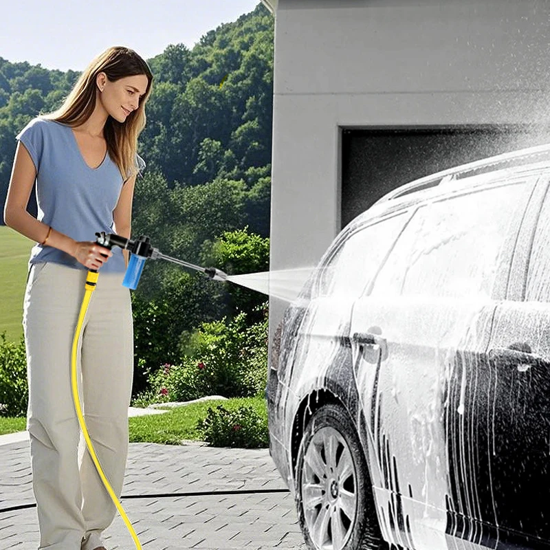 Portable Water Gun, Adjustable Nozzle, Equipped With Foam Pan, Used For Car Washing And Garden Watering, Optional Style