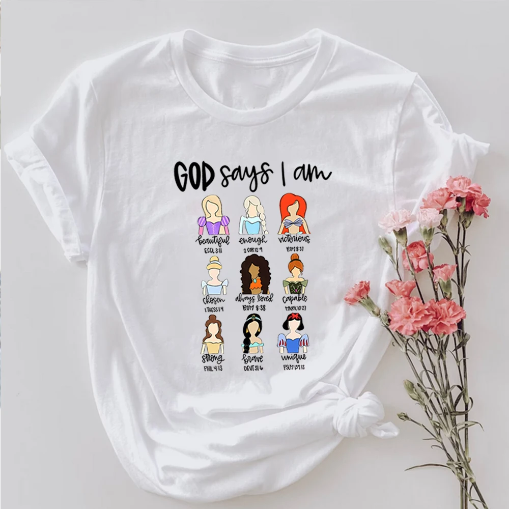 God Says That I Am Princess T Shirts Princess Squad T-Shirt Aesthetic Faith Shirts Bible Verse Tee Christian Tops Women Clothes