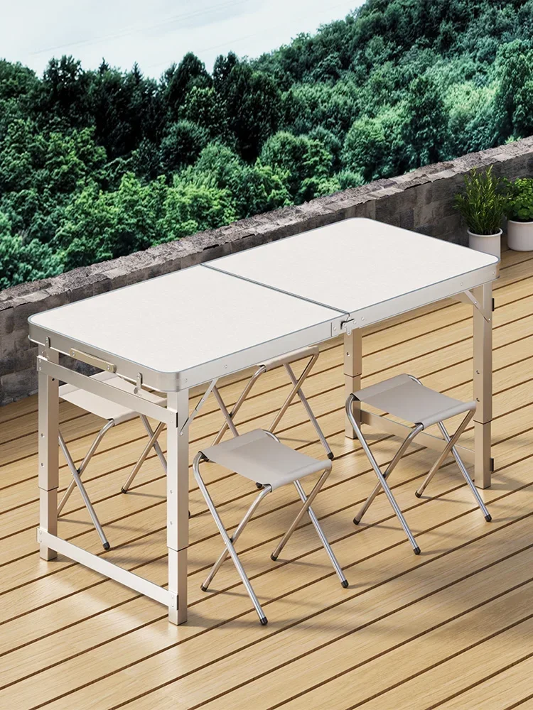 Folding table, household simple stall table, outdoor table, portable outdoor camping dining table and chair set