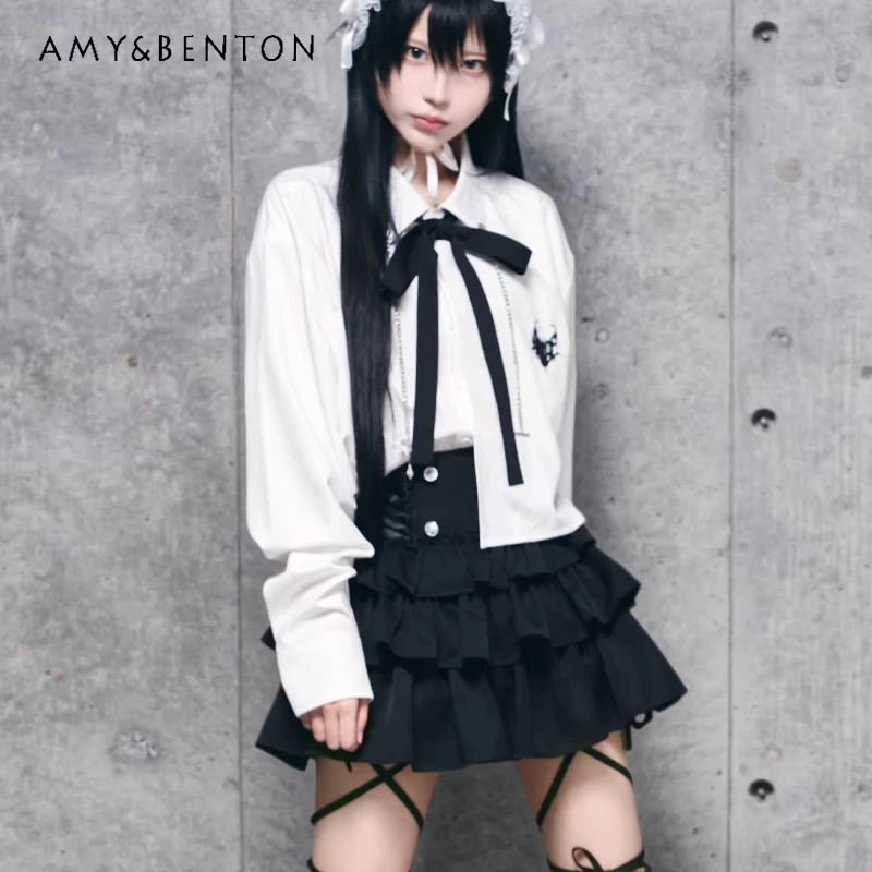 

Japanese Design Subculture Dark Punk Women's Short Skirt 2026 Summer New Sweet Cool High Waist Strap Y2k Skirts Pants Ladies