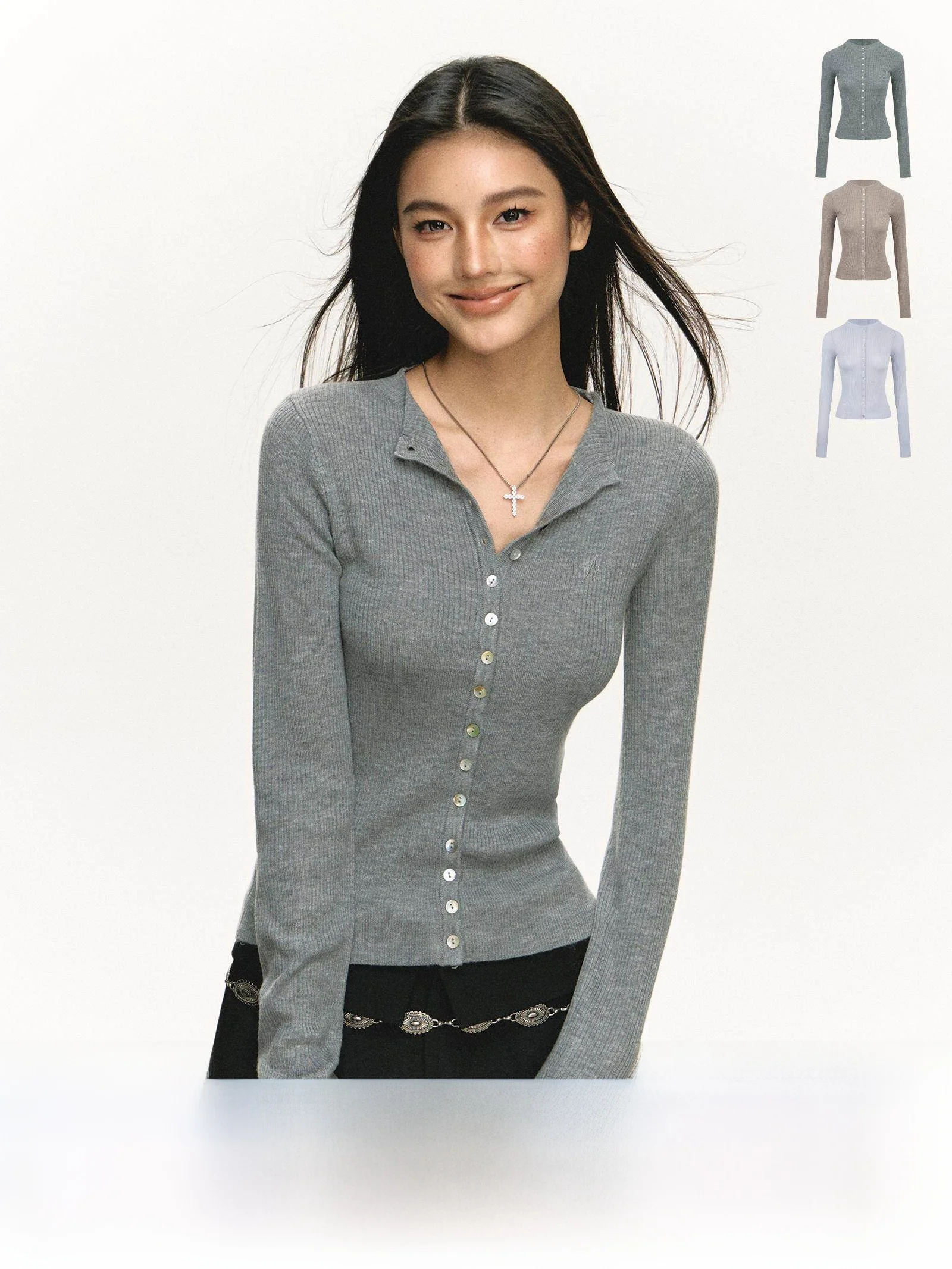 

Ariseism: Американский ретро-кардиган из тонкой вязки, женский, весенняя новинка, универсальный, приталенный, однотонный, уличный стиль, с длинными рукавами